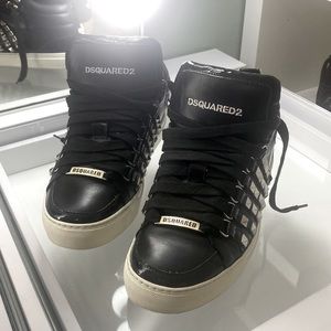 Dsquared2 studded black leather sneakers